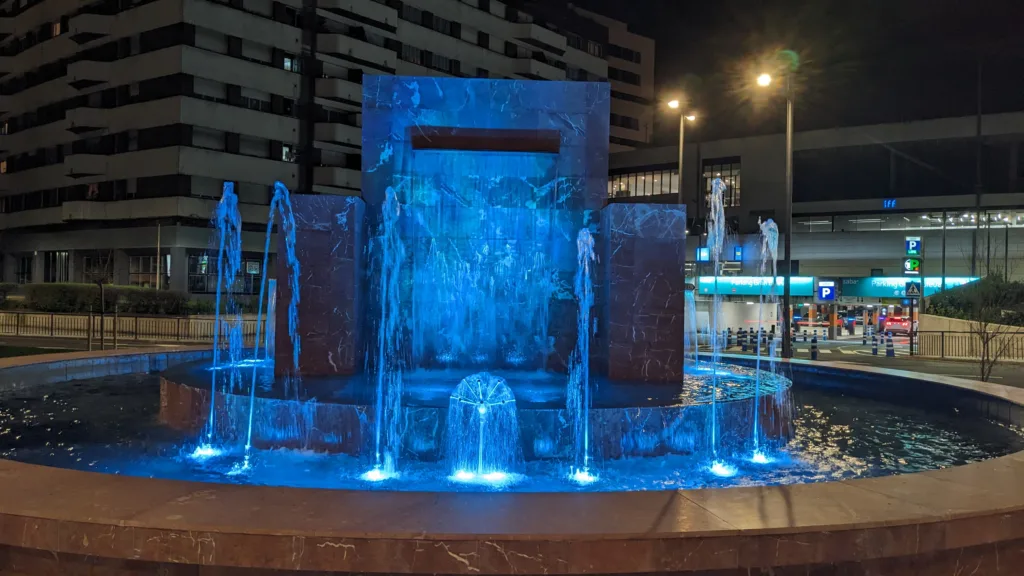 Integral ornamental fountain in Plaza de la Cruz Roja in Oviedo